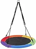 Altalena da Giardino per Bambini,- Giochi da Giardino per Bambini Altalena Bimbi Fino a 150 kg Diametro 100cm Regolabile Corde Giocattoli Bambino 3 Anni e Oltre, Blu Multicolore (Multicolor)
