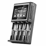 EverActive 18650 - Caricatore per 4 batterie AAA, AA, C e D, professionale e veloce, grande display LCD, test di capacità, modello: UC-4000