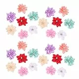 Healifty Fiori in Tessuto 40 Pezzi Teste di Fiori Artificiali Nastro di Raso Fiori di Rosa Cucito Artigianale Piccoli Fiori per Progetti Artigianali
