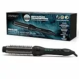 REVAMP Progloss Volume & Wave Hot Brush, Spazzola Riscaldata In Ceramica da 32 mm con Setole Retrattili per Ricci e Onde di Lunga Durata, Ferro Arricciacapelli Automatico Infuso con Oli Progloss, Nero