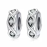 2 perline distanziali in argento Sterling 925 massiccio, distanziatori in gomma, rotondi, per braccialetti con ciondoli di tipo europeo e Argento, colore: A, cod. S2016