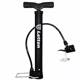Letton Pompa da Pavimento Portatile per Bici, Pompa d'Aria per Pneumatici da Bicicletta, Mini Pompa da Pavimento, valvole Presta e Schrader reversibili 8 Bar / 120 psi, con ago a Sfera Multifunzione