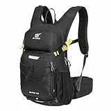 SKYSPER Zaino per Ciclismo 20L, Zainetto da Bici Ultraleggero e Traspirante con Copricasco Zaino Multifunzionale per MTB Bica da Strada Sci Escursione Uomo e Donna, Nero