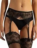CALZITALY Reggicalze in Pizzo Floreale con Gancetti Regolabili a Triangoli | Nero, Bianco, Avorio, Naturale | Taglia Unica | Made in Italy (Taglia Unica, Nero)