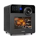 Klarstein AeroVital Cube Chef - Friggitrice ad aria da 1700 W, friggitrice aria con schermo touch, 16 programmi, 50-220 °C, 14 L, circa 10 h di preselezione della durata, acciaio inox, Nero