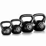 Yaheetech Set di Kettlebell Peso per Sport Fitness Allenamento Muscolare Esercizi Casa Palestra Domestica in HDPE e Cemento con Maniglia Antiscivolo Attrezzo Sportivo da Bodybuilding 2+4+6+8 KG Nero