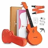Ukulele Concerto Elettrico Enya Nova U/OR EQ 23 pollici Ukelele Kit per Principianti e Professionale con Tutto il Corpo in Fibra di Carbonio Borsa Tracolla Capotasto Corde(Arancio)