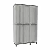 Terry, C-Wood 102a, Armadio da Esterno Interno, Multifunzionale, Tre Ante Effetto Legno, Due Vani Separati. Materiale: Plastica, Dimensioni: 102x39x170 cm