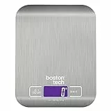 Bilancia da Cucina Digitale HK 105 Bilancia ad Alta precisione in Acciaio Inossidabile, Impermeabile. capacità 5 kg. Schermo LCD.Batterie Incluse. Funzione Tara. Libro di Ricette scaricabile