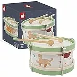 Janod - Il Mio Primo Tamburo in Legno Sunshine - Strumento Musicale per Bambini - Gioco di Imitazione e Stimolazione Musicale - Vernice ad Acqua - Dai 18 Mesi, J07617