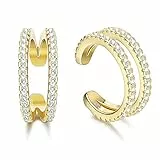 MILACOLATO CZ Ear Cuff Orecchini Donna Argento 925, Zirconi Ear Cuff Orecchini Finti Anallergici Orecchini a Polsino Ragazze Oro Rosa, Cartilage Elicoidale Polsini Ear Cuff Orecchini Non Forati