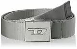 Diesel D Logo B-plakue Belt Cintura, Grigio/Argento Americano, 105 cm Unisex-Adulto