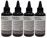 KIT Ricarica cartucce 4 Flaconi 100ml universale inchiostro nero per Brother, Canon, Epson, HP, LEXMARK, XEROX, DELL.