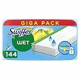 Swiffer Lavapavimenti Wet, 144 Panni Umidi, Limone, Pulizia Igienica Profonda, Rimuove Sporco e Batteri, per Tutti i Tipi di Pavimenti, Maxi Formato, Panni con 36% di Fibre Naturali