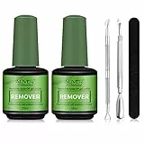 Remover Solvente Per Smalto Semipermanente 2 Pezzi,Levasmalto per Unghie,Togli in 5 Minuti,Non Irritante,Rimozione Per Shellac Gel Polish,con Lime per Unghie e Raschietti per Smalto