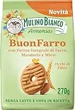 Mulino Bianco BuonFarro, Biscotti Frollini Senza Latte e Uova con Farina Integrale di Farro, Mandorle e Miele, Ricchi di Fibre, Confezione 270g