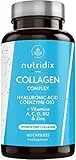 Collagene + Acido Ialuronico - Collagene Idrolizzato con Vitamina C, A, D, B12, Coenzima Q10 e Zinc - 60 capsule Nutridix