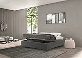 Talamo Italia Letto contenitore matrimoniale Vivaldi, Made in Italy, Struttura in tessuto imbottito effetto velluto, Adatto a materasso 160x190 cm, Grigio