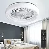 Ventilatore a Soffitto con Lampada 48W，LED Fan Plafoniera Ventilatore per soffitto Moderno con Telecomando Dimmerabile Ventilatori da Soffitto 3 Velocità E Timer Lampada Ventilatore Φ56 (Bianca)