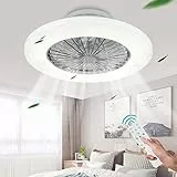 Depuley Ventilatore a Soffitto con Luce, Dimmerabile Ventilatore a LED Invisibile Moderno, Lampada da Soffitto con Telecomando, Ventilatore da Soffitto Ultra Silenzioso per Soggiorno
