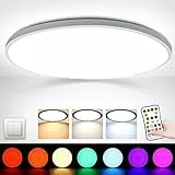 HILEYOLLA Plafoniera LED Soffitto,24W Dimmerabile Con Telecomando RGB Lampada da Soffitto 6500K 2200LM Plafoniera Moderna Rotonda Bagno Luce Plafoniere per Ufficio Soggiorno Cucina Camera da Letto