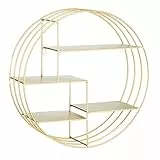 Baroni Home MensolA da Muro, Mensole Design Rotonda, Mensola da Parete con 4 Ripiani, Portaoggetti in Metallo da Appendere in Camera da Letto,Soggiorno,Ufficio e Cucina 48x16x48 cm, Oro