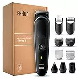 Braun Regolabarba Tagliacapelli Uomo, Rasoio Elettrico Barba E Capelli, 10-In-1 Styling, per Corpo, Naso E Orecchie, Imballaggio Riciclabile, Idea Regalo, MGK5445 Nero