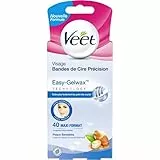 Veet EASY GEL - 40 strisce di cera fredda per il viso, pelli sensibili, senza sfregamento, depilazione a lunga durata