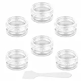 6 Pezzi Contenitori da Viaggio per Cosmetici Organizer e 1 Spatole, 5 ml Contenitori Cosmetici, Trasparente Contenitori da Viaggio, Contenitori Piccoli Plastica con Tappo per Creme e Polvere, Perline
