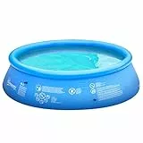 Outsunny Piscina Gonfiabile da Giardino per 3-4 Persone in PVC a 3 Strati con Valvola di Scarico e Pompa Manuale Inclusa, Φ274x76cm, Blu