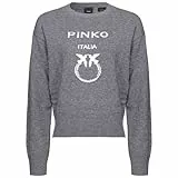 Pinko Burgos Maglia 100% Lana Logo Lunga, I42_Grigio Pioggerella, XS Donna