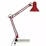 BRILLIANT lampada lampada a clip per scrivania Hobby rossa 1x A60, E27, 40W, adatto per lampade normali (non incluse) | Scala da A ++ a E | Con pressostato sulla testa della lampada