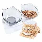 Edipets, Ciotole per Gatti Rialzate, Ciotola Gatto, Acqua e Cibo, Trasparente, Aiuta a Ridurre la Pressione sulle Vertebre (Trasparente)