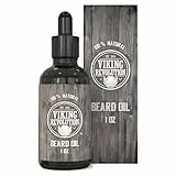 Viking Revolution Olio da Barba Districante - Oli di Argan & Jojoba naturali non profumati - Ammorbidisce, Liscio & Rafforza la Crescita della Barba - Trattamento di Cura Barba & Baffi - 1 pz