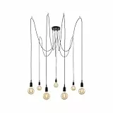 Paulmann 50390 Neordic Lampada a sospensione Ketil 7 luci ragno max. 7x20 Watt nero lampada da soffitto silicone, metallo apparecchio a sospensione E2