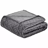 Amazon Basics - Coperta di pile, lavorata a sbalzo, Grigio, 220 x 240 cm