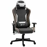 Vinsetto Sedia da Gaming Stile Racing Reclinabile a 150° con Funzione Dondolo, Sedia da Ufficio con Poggiatesta e Cuscino Lombare, Grigio