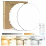OUILA Plafoniera LED Soffitto Dimmerabile [2 Pezzi], 24W Lampada da Soffitto con Telecomando 3000K-6500K Plafoniera Bagno IP44 Impermeabile Ø28CM 2000LM Lampadario LED per Cameretta, Cucina, Soggiorno
