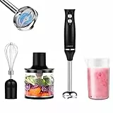 SOKANY Frullatore Immersione 500W 4-in-1 frullatore multifunzionale, Frullatore (bicchiere 700 ml), Tritatutto (500 ml), Frusta per montare, 2 velocità, zuppe, yogurt, salse, Frusta