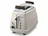 De'Longhi CTOV 2103.BG Tostapane 2 fette Icona Vintage, Controllo Progressivo Grado di Tostatura, 3 funzioni, Scaldabrioches, Cassetto Raccoglibriciole, Piedini Antiscivolo, 900 Watt, Plastica, BEIGE