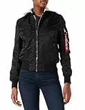 ALPHA INDUSTRIES MA- 1 Hooded Wmn Giacche, Black-Chrome, S Donna