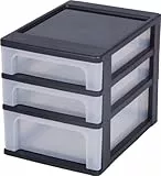 Iris Ohyama, Torre di stoccaggio , organizzatore, 3 cassetti (2 x 4 L + 1 x 7 L), formato A4, cassetti trasparenti, ufficio, soggiorno - Organizer Chest OCH-2021 - Nero