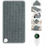 Termoforo Elettrico 30 x 60 cm, Cuscino Riscaldante Elettrico con 9 Livelli di Temperatura e 4 Impostazioni del Timer, Cuscino Termico per Lombare Cervicale Spalle Addome Gambe, Spegnimento Automatico