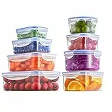 D.Perlla Contenitori per Alimenti, Set di contenitori per alimenti 8 pezzi(8 contenitori + 8 coperchi), senza BPA, Impilabile, Adatto per lavastoviglie, Congelatore, Microonde