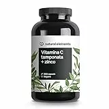 Vitamina C - 360 capsule - Elevato dosaggio con 1000 mg + 15 mg di zinco - Fermentato e tamponato a base vegetale (pH neutro, privo di acidi, delicato sullo stomaco) - Testato in laboratorio, vegano