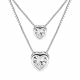 B. Catcher, collana doppia con doppio ciondolo a forma di cuore in argento Sterling 925