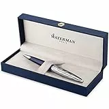 Waterman Carene penna a sfera | Laccatura blu e metallo | Cappuccio cesellato | Inchiostro blu | Confezione regalo