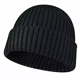 NLAND Unisex Berretto Invernale in Maglia Cappello Uomo Donne Beanie Hat Berretti Colori Solidi Taglia Unica (Nero, Taglia Unica)