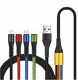 Cavo di ricarica rapida USB 4 in 1, lunghezza 120 cm, multiuso, per telefoni con ingresso C micro Android (2 di tipo C + iP + micro)