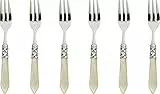 Bugatti ALCAM-N4208 - Set di forchettine da Dolce Aladdin, Acciaio Inox e ABS Color Avorio, 21 x 18 x 3 cm, 6 pz